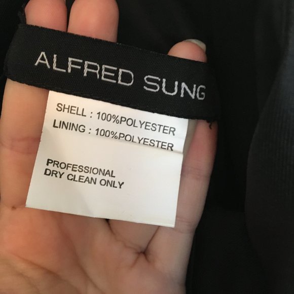 Alfred Sung Black and white chevron semi formal - Picture 6 of 6